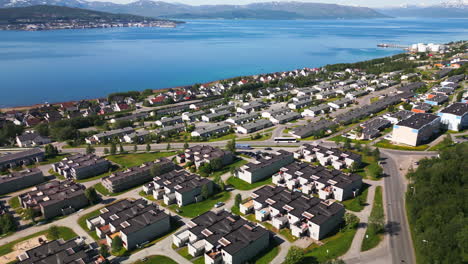 Bus-driving-in-Tromso-urban-area-on-coast