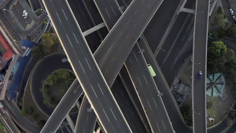 cenital drone shot of a freeway interchange with no traffic