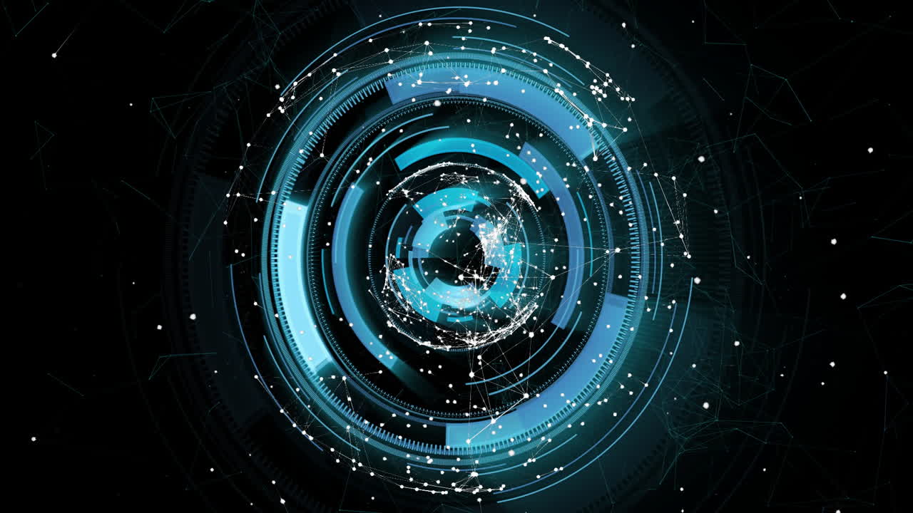 Animation of globe and spots over scope scanning on black background