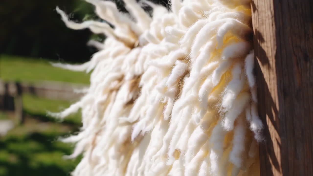 Sheep Fleece Hanging on Wooden Frame