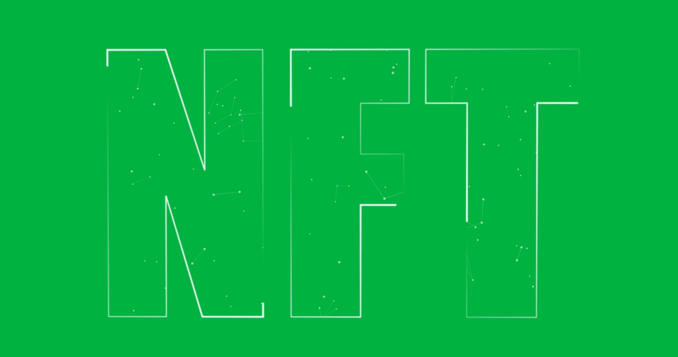 Animation of white nft text on transparent background