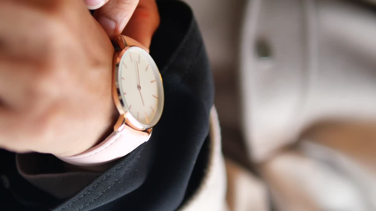 Close-up of a stylish wristwatch