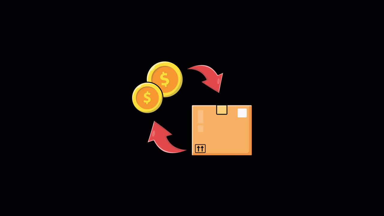 Animated Illustration of Money and Package Exchange