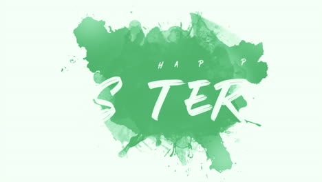 Happy-Easter-with-green-art-brushes-on-white-gradient
