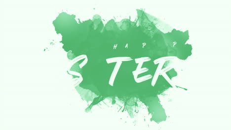 happy easter with green art brushes on white gradient