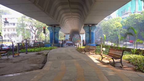 beautyful garden in dadar bottojm of flyover bridge cam moving wide to closer