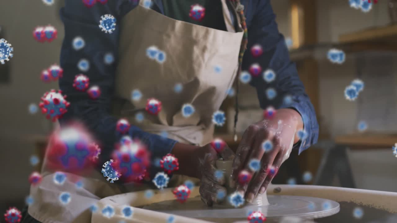 코로나19 세포의 애니메이션 (biracial potter)