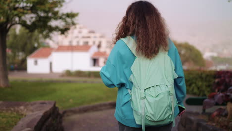 woman traveler in a park