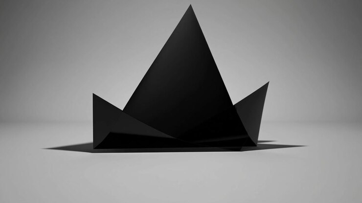 Abstract Black Geometric Shape Morphing in Studio Setting