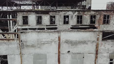 destroyed factory after the bombing of the city of donetsk ukraine