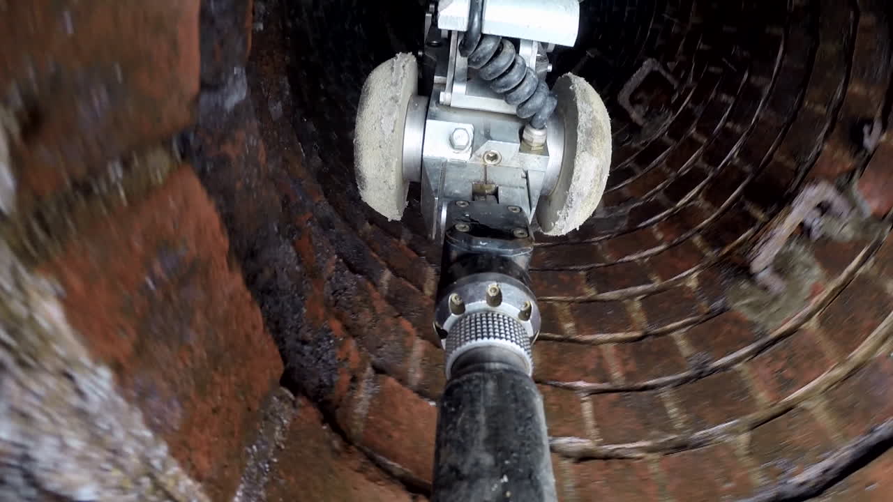 검사 카메라 차량이 하수구 아래로 내려갑니다.