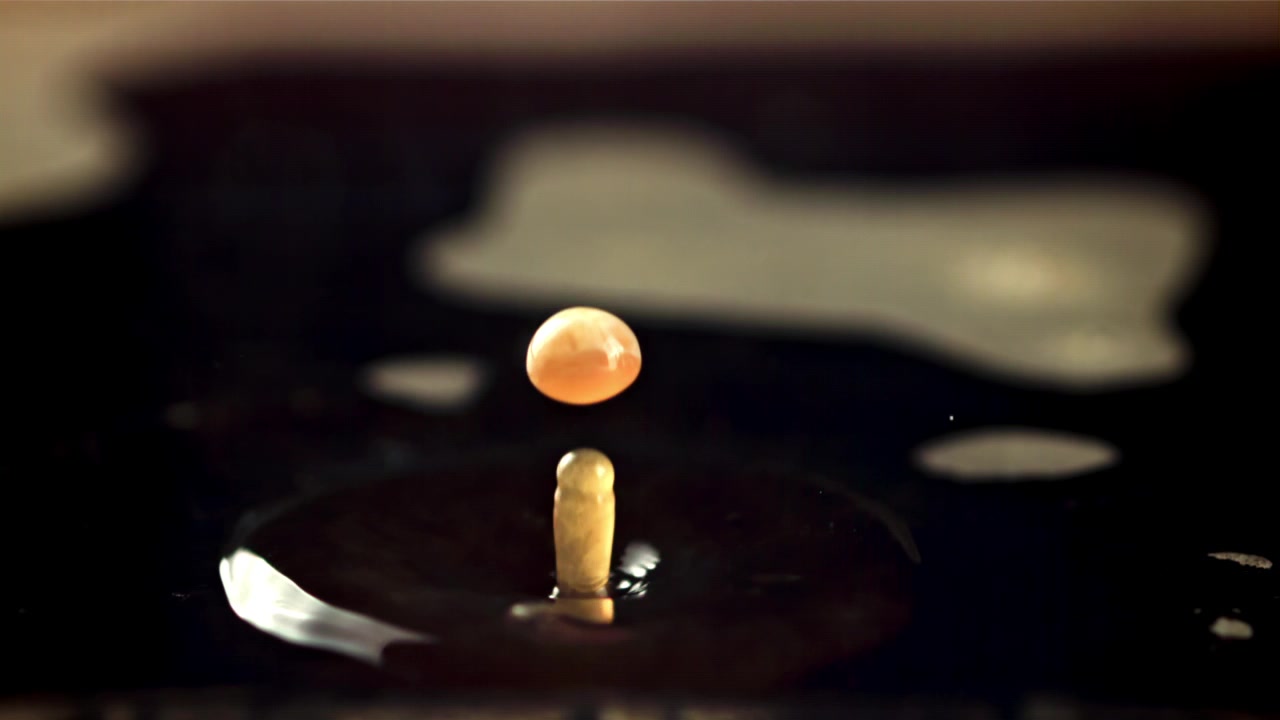 Slow Motion Liquid Drop Forms Crown Splash and Column