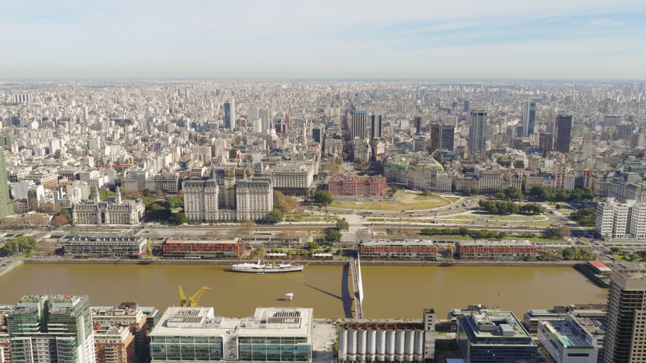 Aerial view of Buenos Aires city downtown and Casa Rosada, Argentina