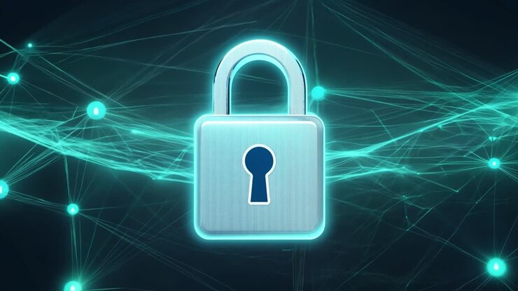 Padlock with network security concept
