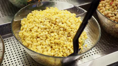 close-up of a bowl of corn salad