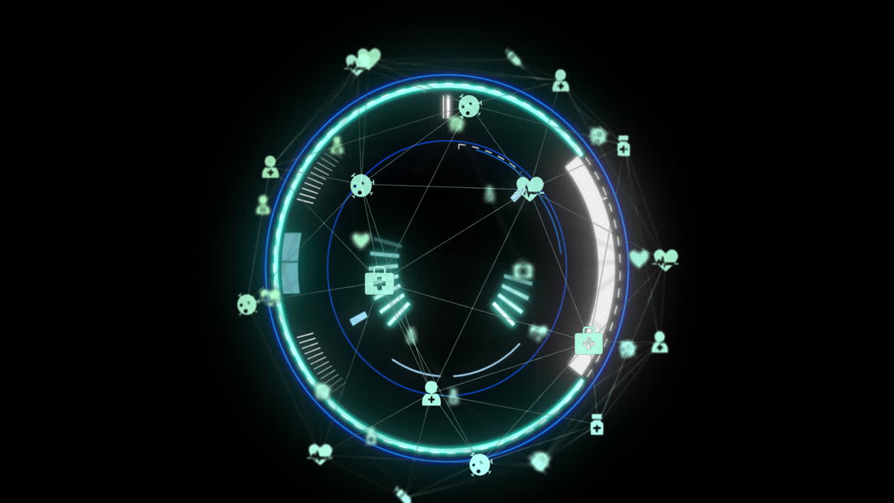 Animation of scope scanning, networks and data processing over globe