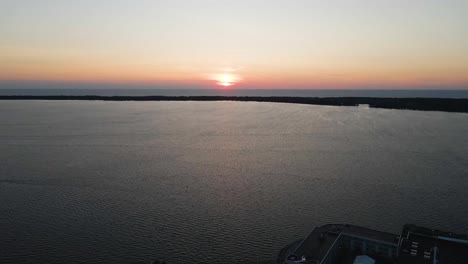 lake erie at sunset in erie pennsylvania on a cool summer day tracking left