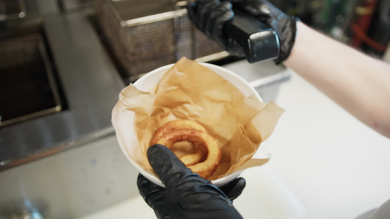 Onion Rings Cooked And Ready To Be Served