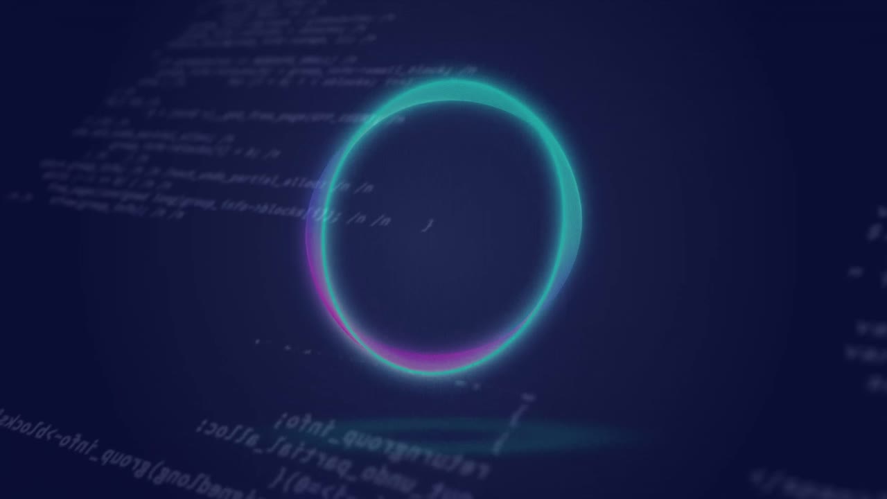 animación del círculo de neón sobre los datos en el fondo de la marina