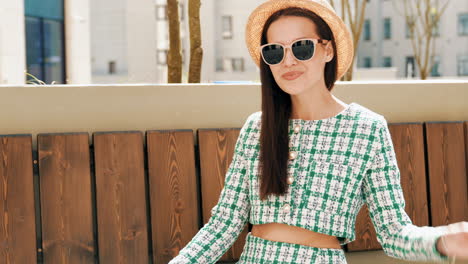 woman in stylish outfit outdoors