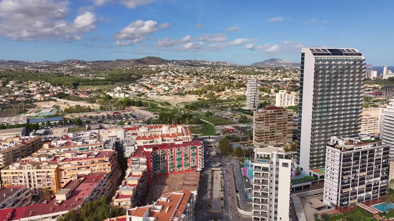 Aerial view captured by drone of the Estimar Hotel, Spain.