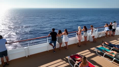 people enjoying the ocean view from a cruise ship deck