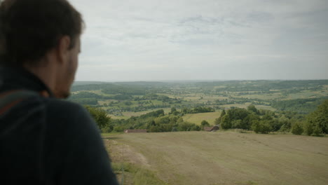 Unfocused-close-shot-of-a-hiker-man-with