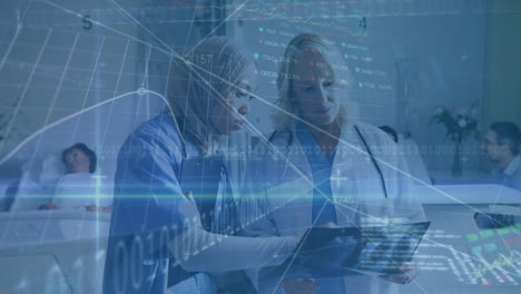 animation of data processing over diverse group of doctors