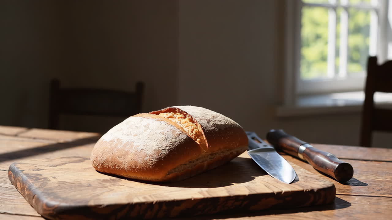 Sliced Loaf of Bread on Wooden Cutting Board