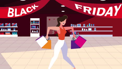 mujer de compras durante el viernes negro