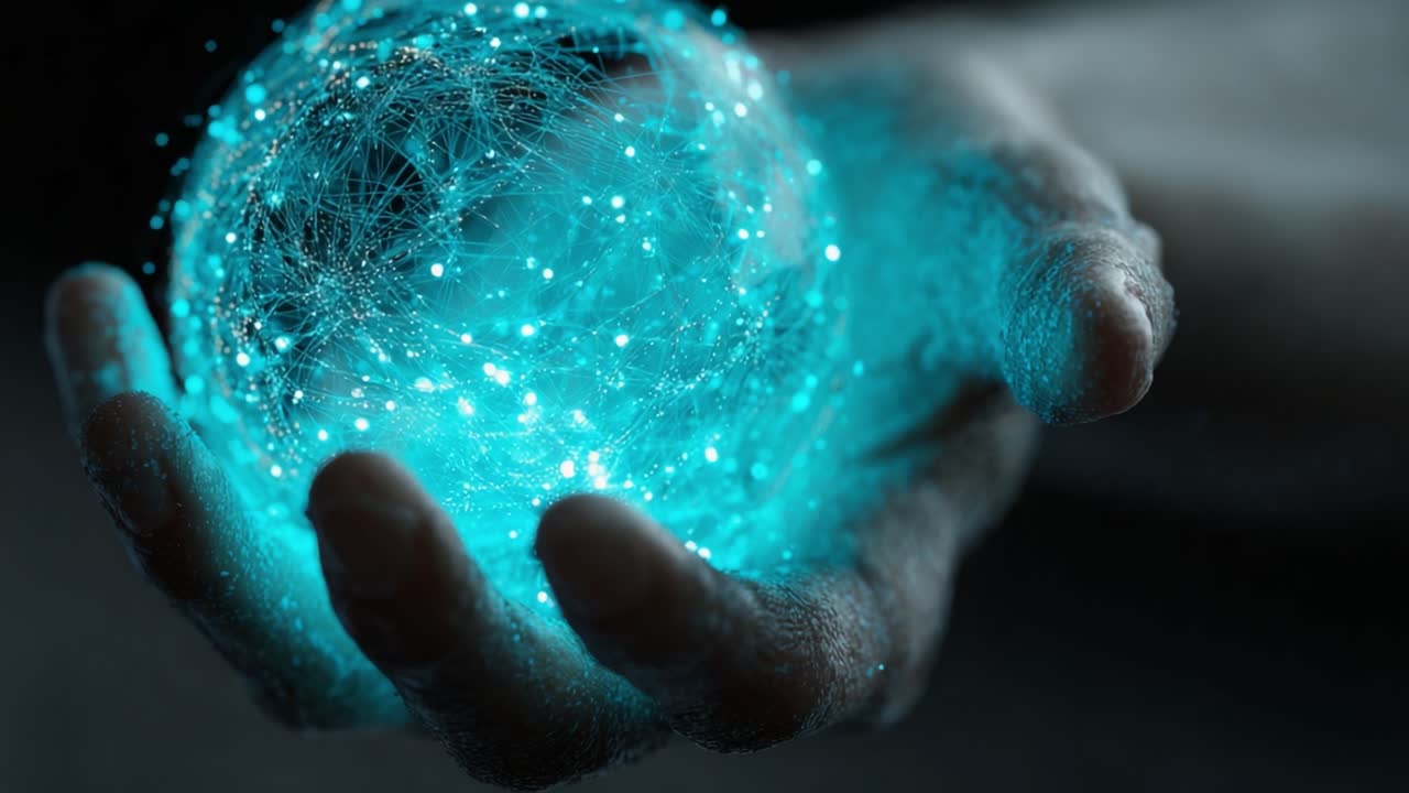 A Mesmerizing Representation of Light and Energy: Illuminating the Mystical Sphere in the Palm, Signifying Connection to the Infinite