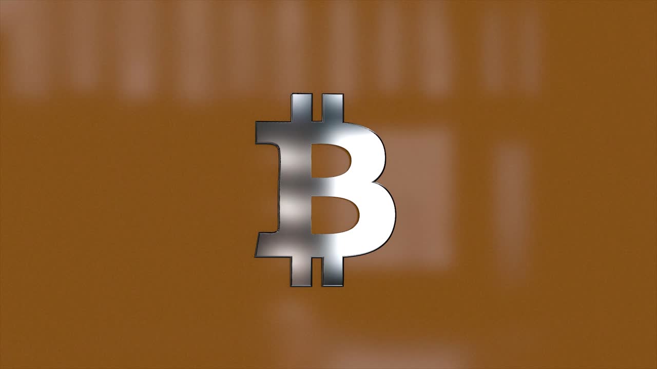 símbolo de bitcoin en una superficie marrón