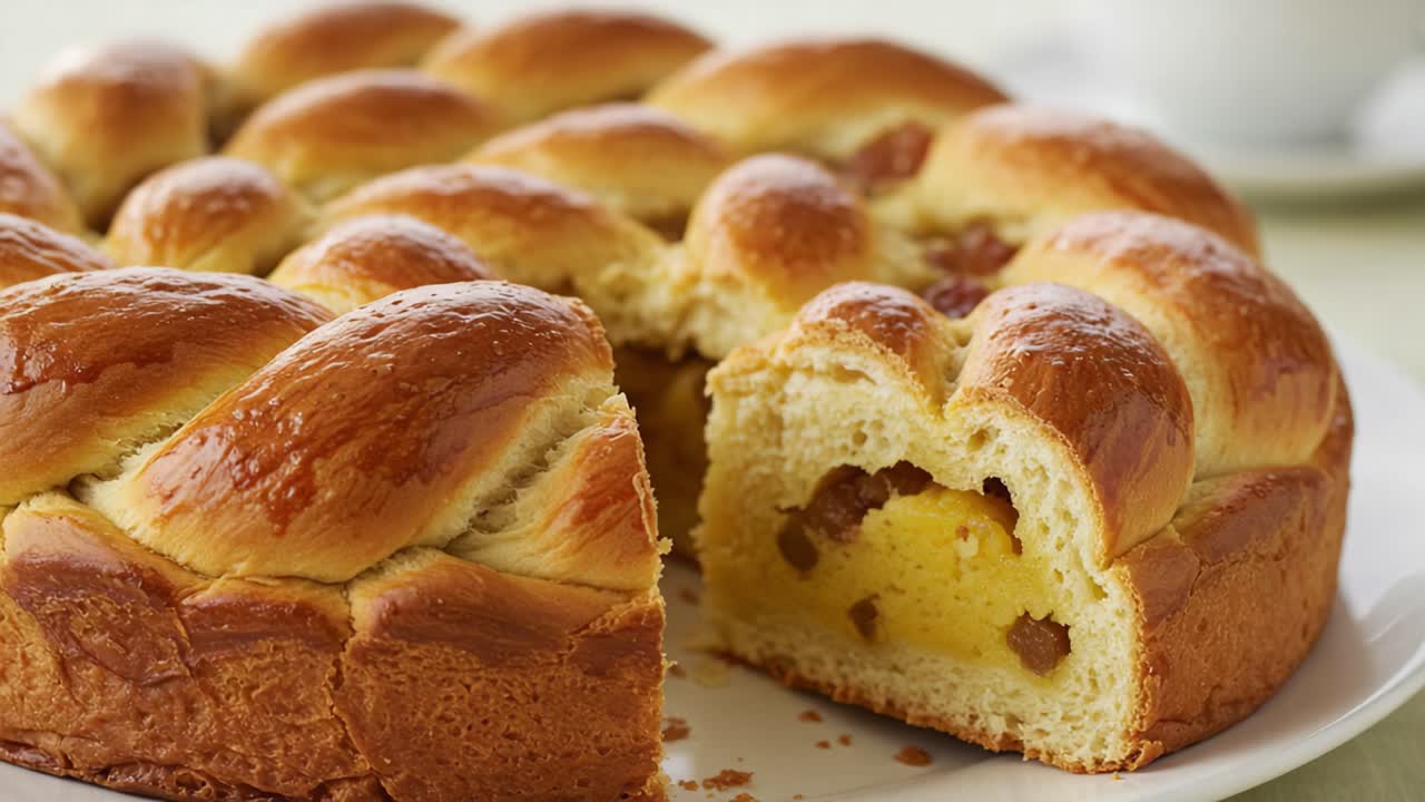 Deliciously Baked Sweet Bun with a Rich Filling - A Close-up Look at a Soft, Fluffy, and Flavorful Dessert That Captivates Your Taste Buds