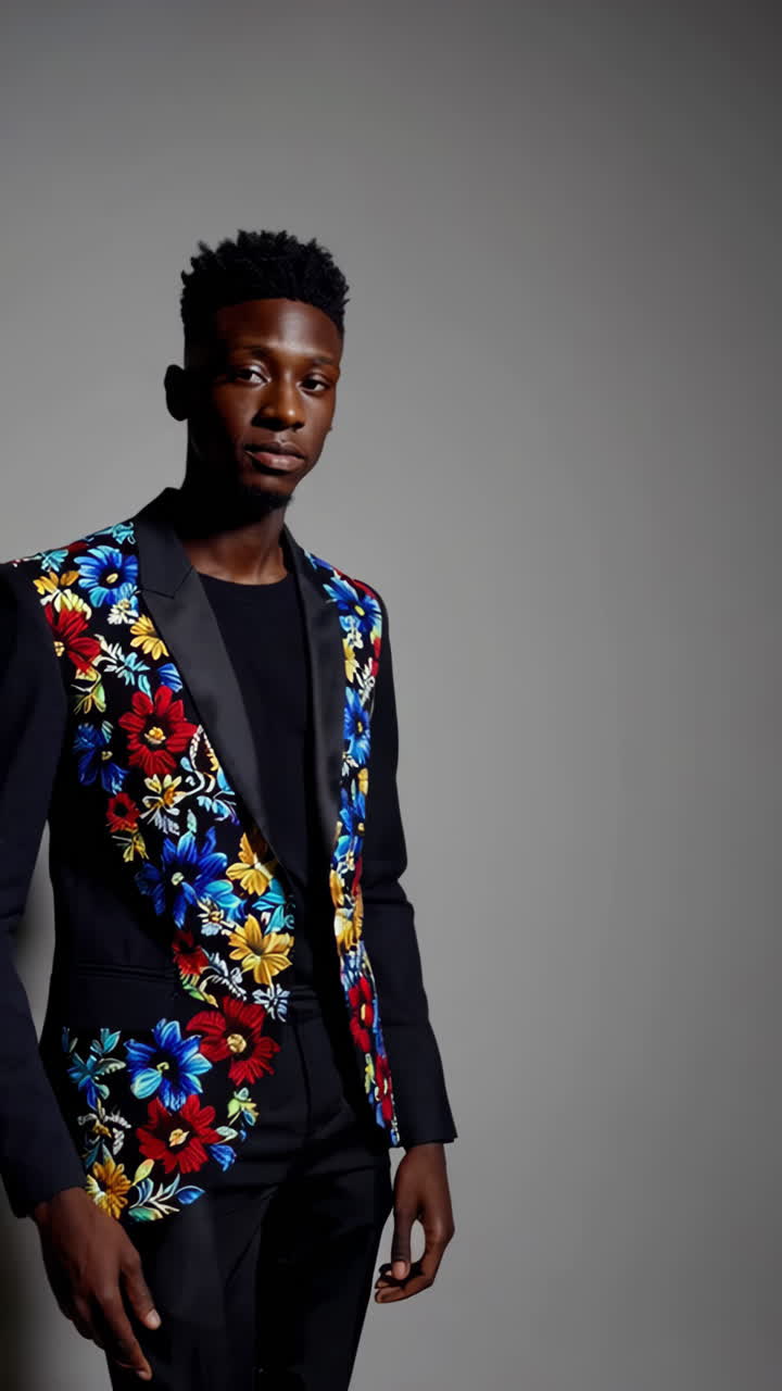 Man in a Floral Embroidered Blazer