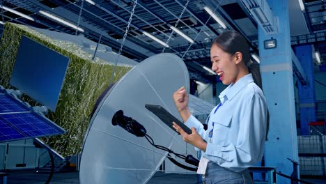 satellite engineer celebrating success