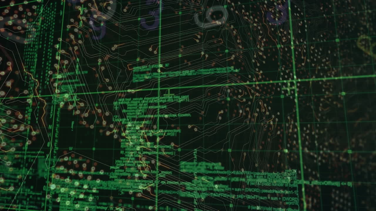 animación de una placa de circuitos informáticos sobre el procesamiento de datos