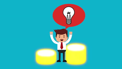 hombre de negocios con animación de tecnología de comercio electrónico
