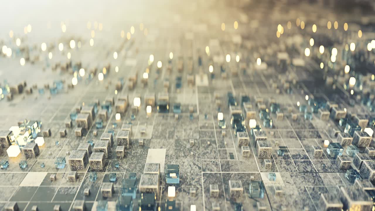 평면에 다재료 큐브 루프 가능한 3d 렌더링 애니메이션