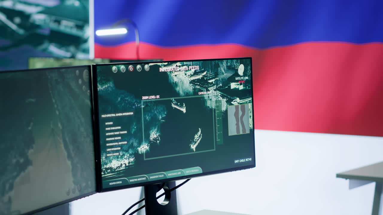 centro de control del ejército moderno actividad de monitoreo en sistemas de vigilancia