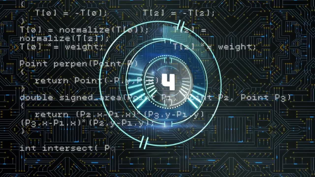 animación de la cuenta atrás y procesamiento de datos a través de un circuito integrado