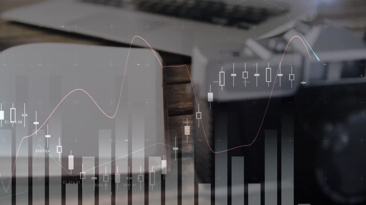 Gadgets in a table and a vintage film camera 4k