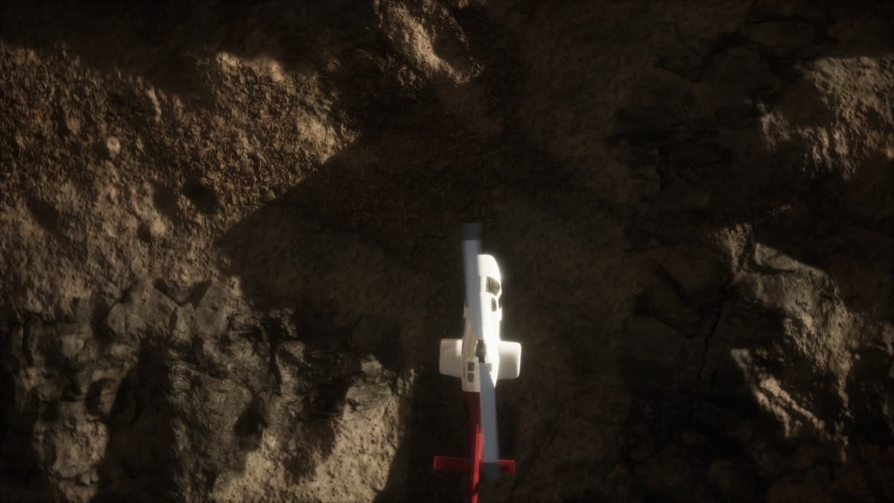 바위 사막 위 의 느린 움직임 의 헬리 ⁇ 터