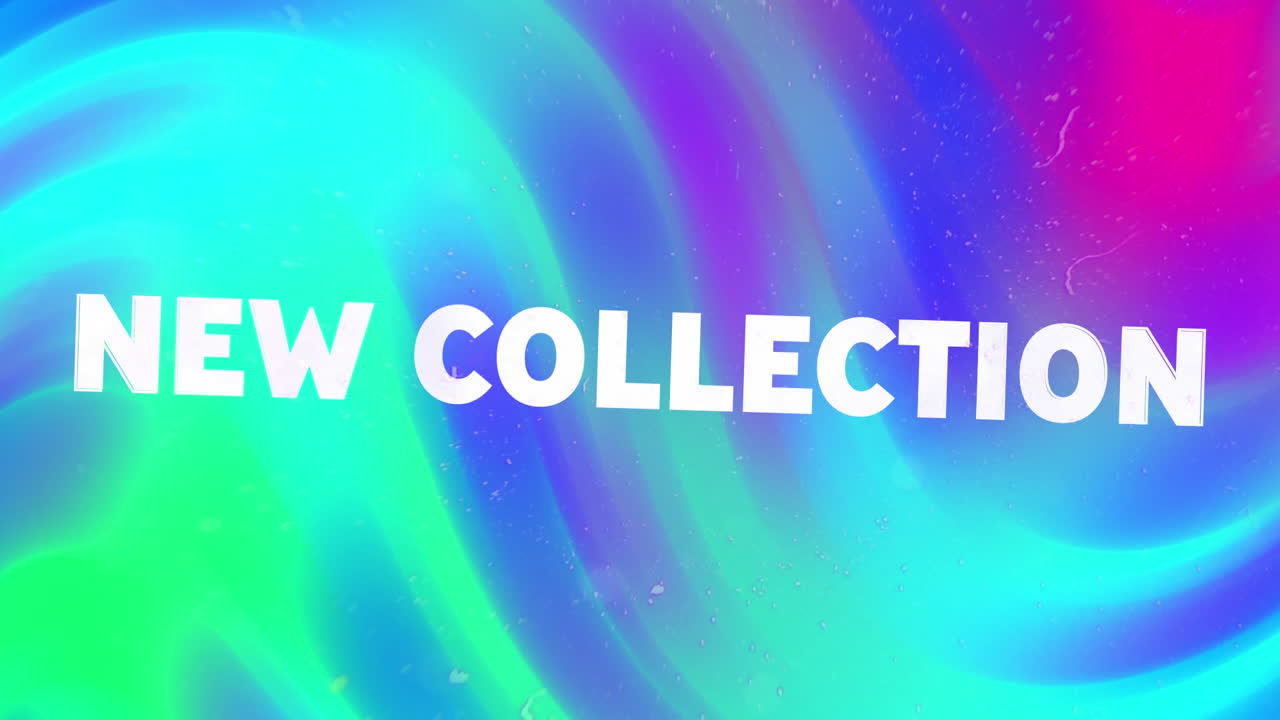 animación del texto de la nueva colección sobre formas sobre fondo azul