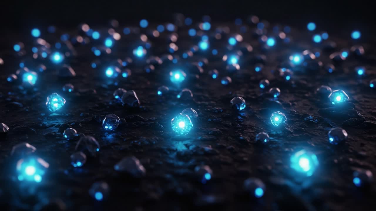 A Stunning Visual of Shimmering Blue Droplets on a Dark Surface: A Mesmerizing Exploration of Light, Texture, and Perception in a Digital Realm
