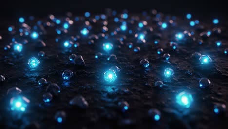 a stunning visual of shimmering blue droplets on a dark surface: a mesmerizing exploration of light, texture, and perception in a digital realm