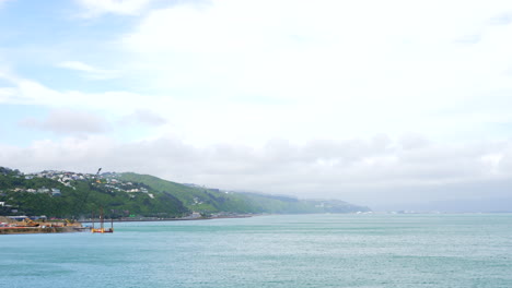 Panning-show-revealing-bay-of-New-Zealand---Wellington