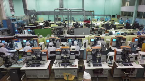 at the factory of high-precision instruments aerial view