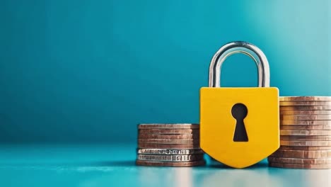 financial security with padlock and coins