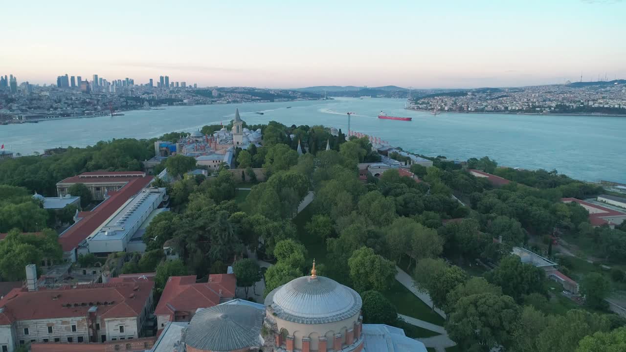 hagia sophia imágenes de avión no tripulado al atardecer