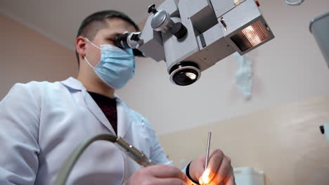 dentist training on manikin. dentistry in medical masks training on manikin